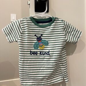 Baby Boden Green and White Striped Short Sleeve Tee